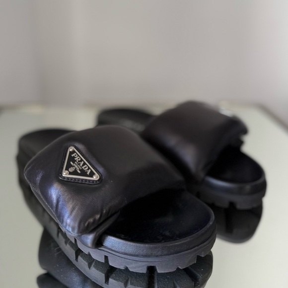 EUC Prada Soft Padded Nappa Leather Slides $1,020 36.5 - Picture 12 of 14